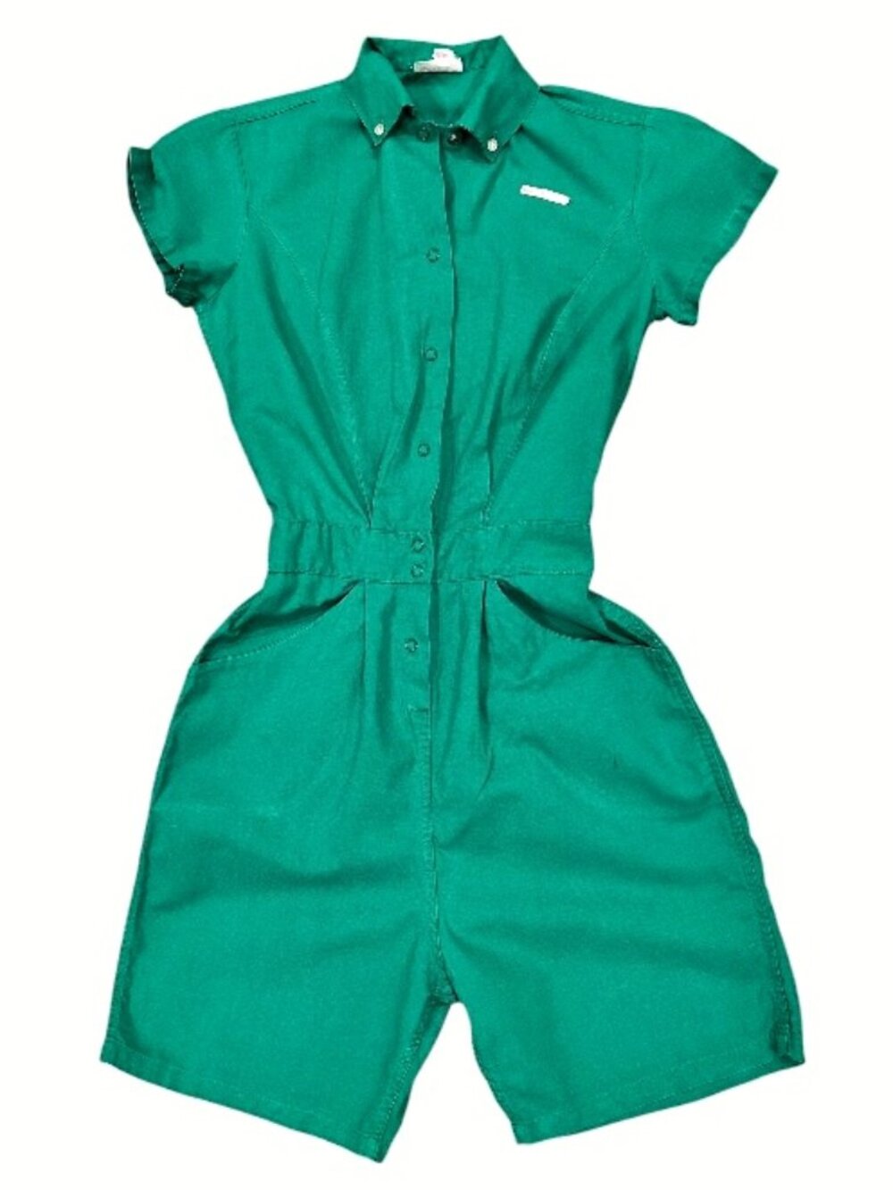 VTG 1950s Broderick Gym Suit Romper Green Cotton PE Uniform 29 Bust Vintage 10